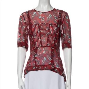 Veronica Beard Floral Print Silk Blouse